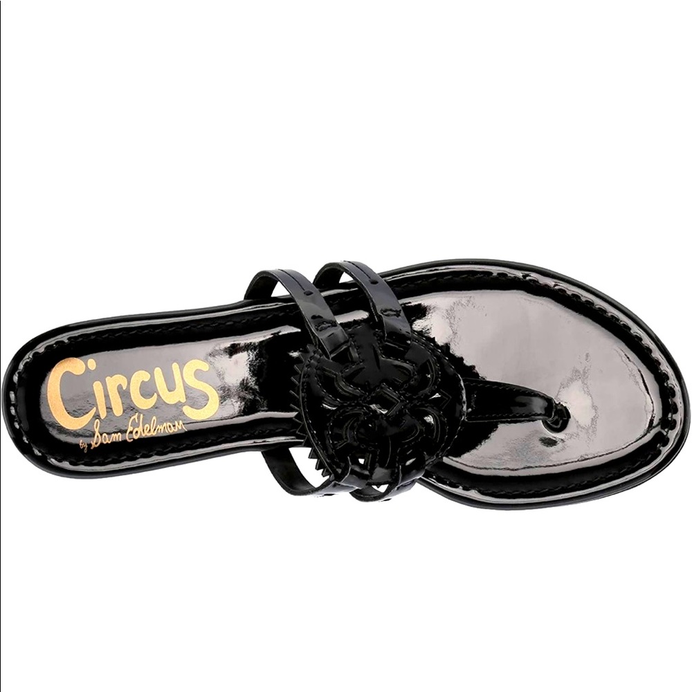 Circus by Sam Edelman Patent Black Medallion Canyon Flat Sandal